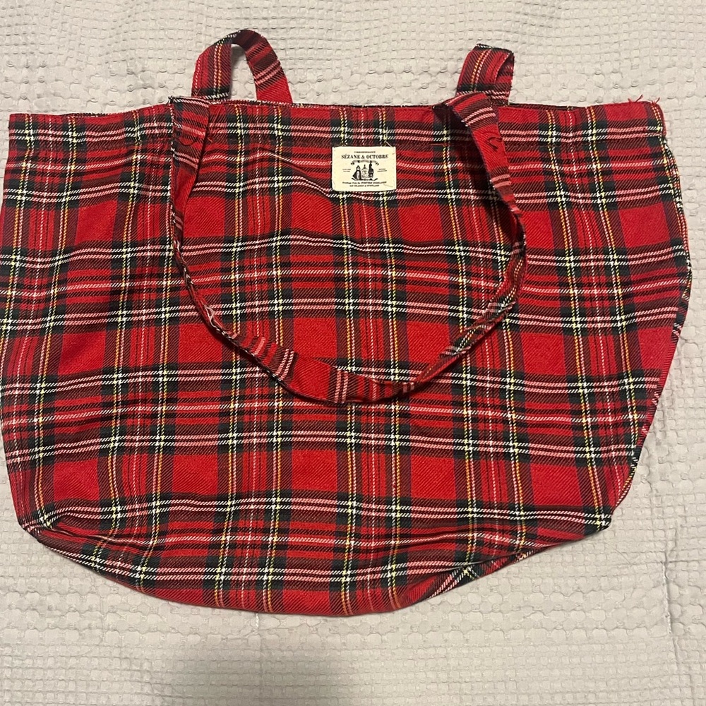 Sezane Plaid Tote Bag
